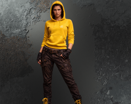 vrouw gele hoodie vrouw gele hoodie