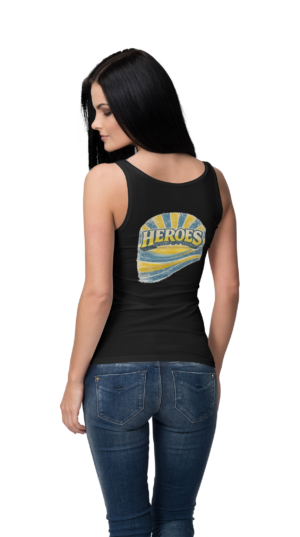 back-view mockup of a woman wearing a customizable tank top in a studio 4396 el1