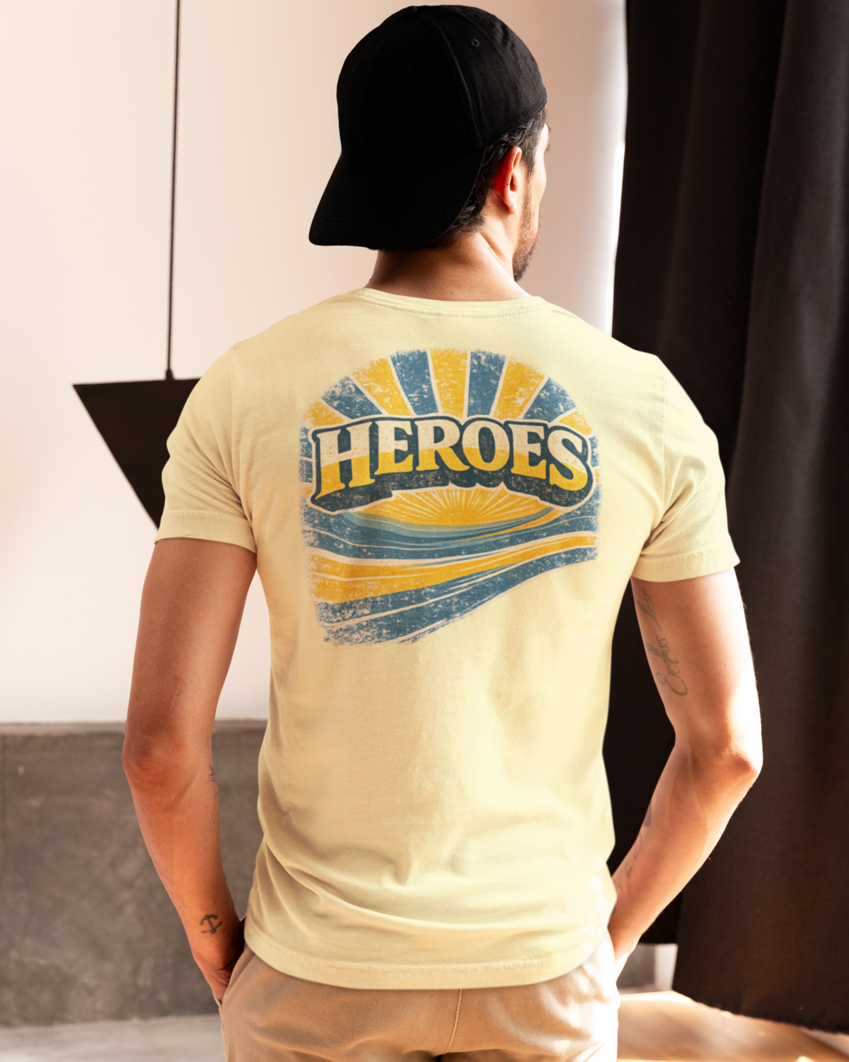 man t-shirt heroes back
