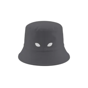 grey alien junkie bucket hat with alien eyes festival streetwear accessory